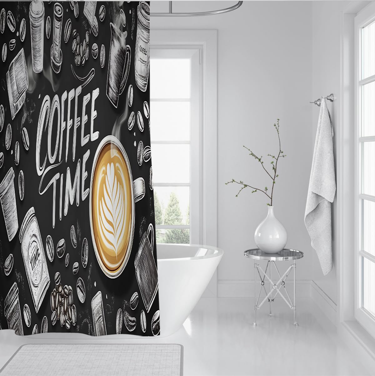 Zasłona prysznicowa Coffee Time Tablica Vintage Espresso szer. 180 x dł