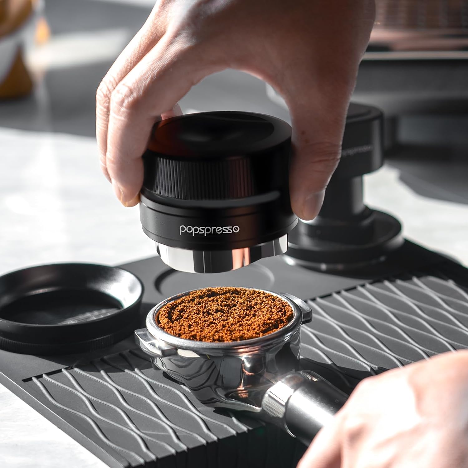 58.35mm Coffee Distributor, Dual Bearing & High Speed Spinning Magnetic Espresso Distributor, Coffee Leveler with 9-Blade Stainless Steel, Even Espresso Grounds in 1~2 Rotations, Non-stick