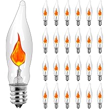 25-Pack Flickering Flame Light Bulbs, E12 Candelabra Base for Halloween &amp; Christmas Decor, C18 Spooky Flame Effect for Porch Lights, Lanterns, Chandeliers &amp; Themed Parties