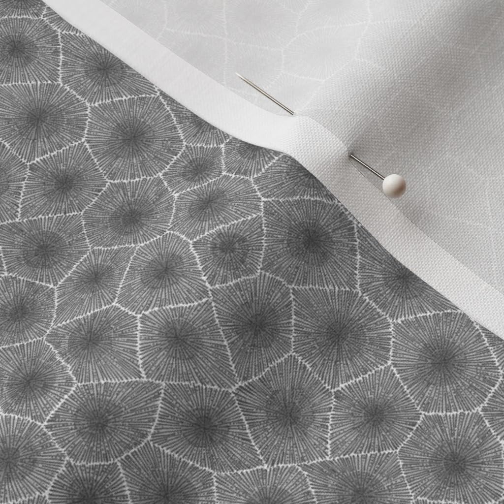 Spoonflower Fabric - Petoskey Stone Dark Greyscale Small Grey Geology Geek Printed on Petal Signature Cotton Fabric by The Yard - Sewing Quilting Apparel Crafts Decor