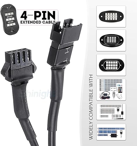 Miniatura 3 de 4 cables de extensión de 47 pulgadas para uso con 5050 LED SMD RGB neón kits de acento para LED motocicleta, ATV, luz de coche, tira de neón