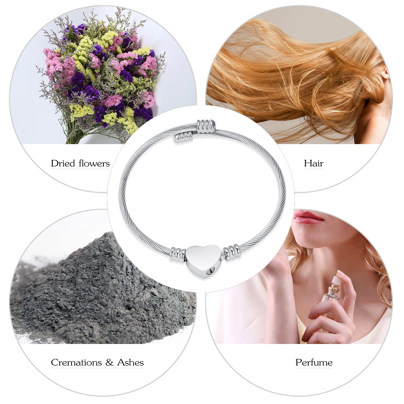 Fait à la main en acier inoxydable DIY Charm Bracelets Memoiral cendres support pendentif funéraire pour l'amour