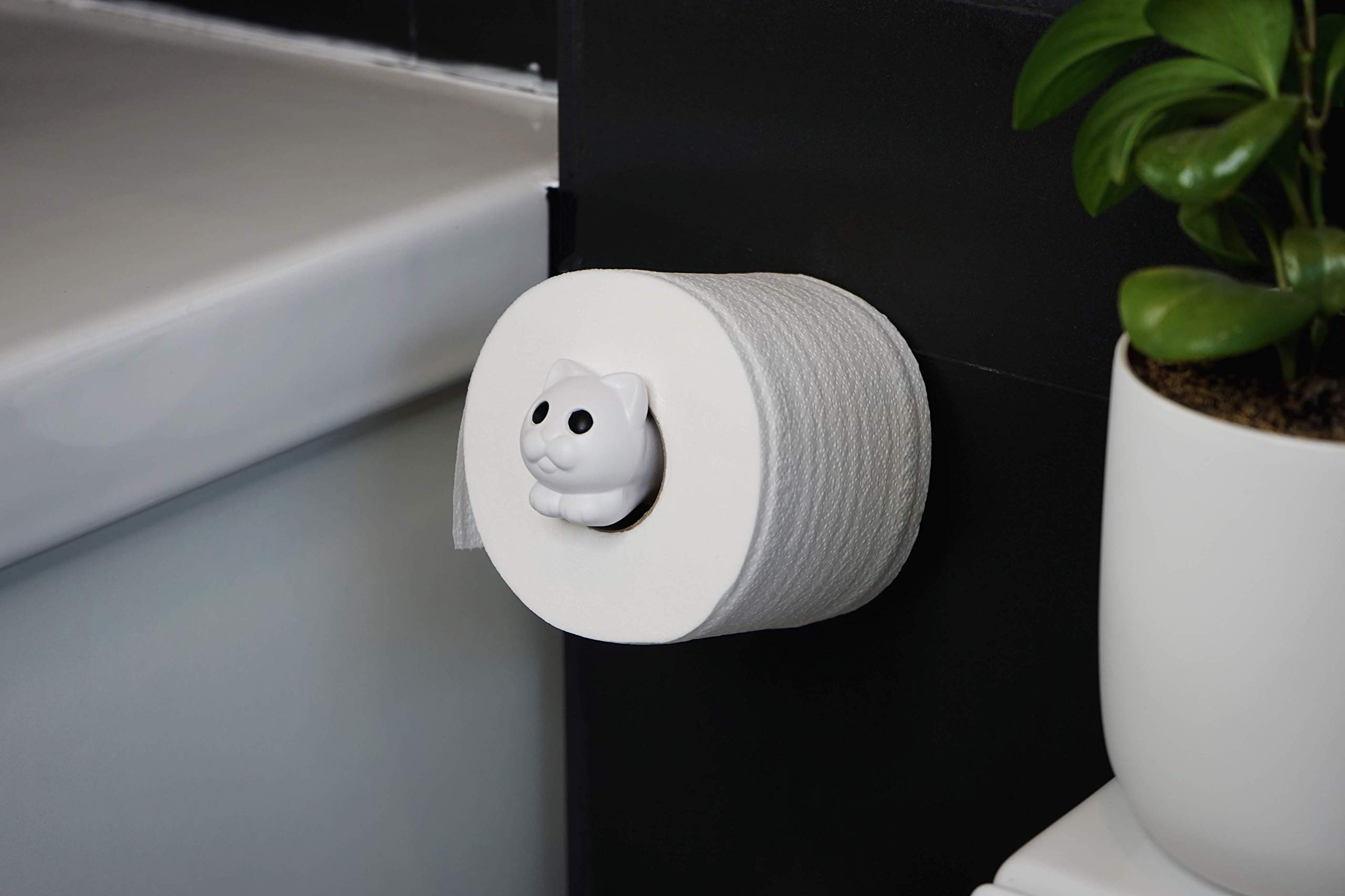 QUALY Roll Meo Toilettenpapierhalter – Weiß, 13,7 X 5,3 X 3,8 Cm