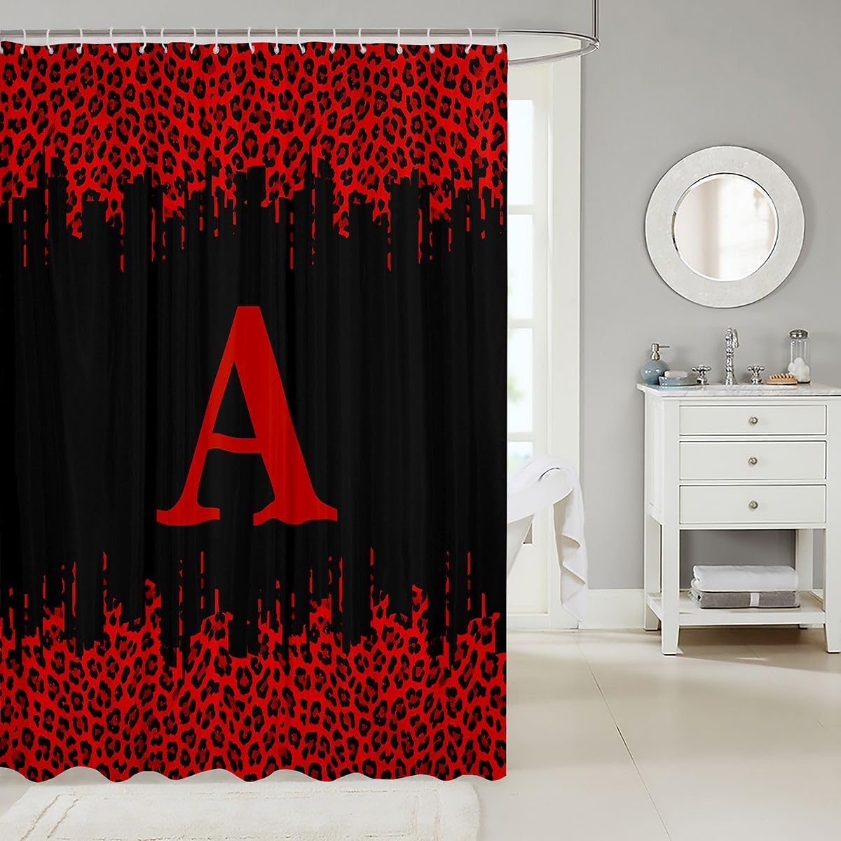 Feelyou Leopard Initial A Bathroom Shower Curtain with Hooks 72"x72" image 2