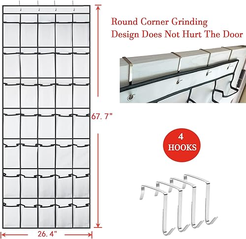 Miniatura 4 de Organizador de zapatos de 35 bolsillos sobre la puerta zapatero de almacenamiento para colgar en la puerta organizador de zapatos de gran capacidad