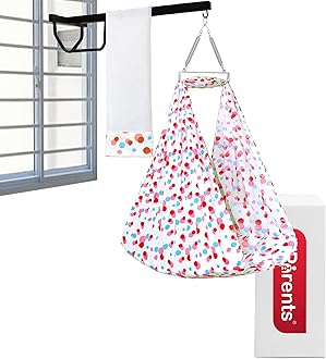 VParents Preemie Baby Swing Cradle with Mosquito Net Spring and Metal Window Cradle Hanger (Pink)