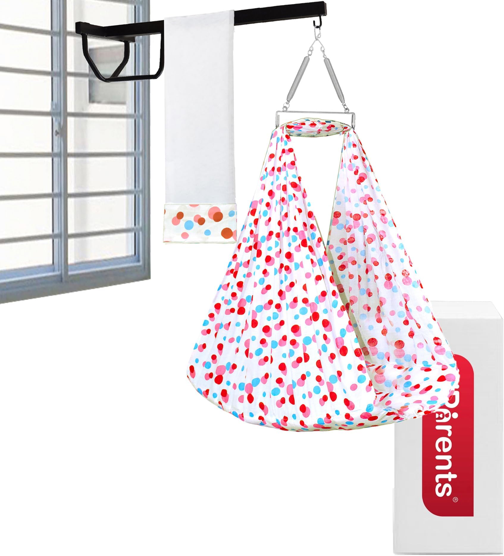 VParents Preemie Baby Swing Cradle with Mosquito Net Spring and Metal Window Cradle Hanger (Pink)