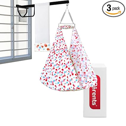 VParents Preemie Baby Swing Cradle with Mosquito Net Spring and Metal Window Cradle Hanger (Pink)