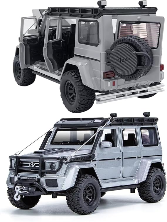 Solira Store - 1:24 Diecast Model Araba Lüks SUV Off Road Jeep – Işıklı Sesli Metal Oyuncak, Açılır Kapı, Vinçli, Koleksiyon Aracı