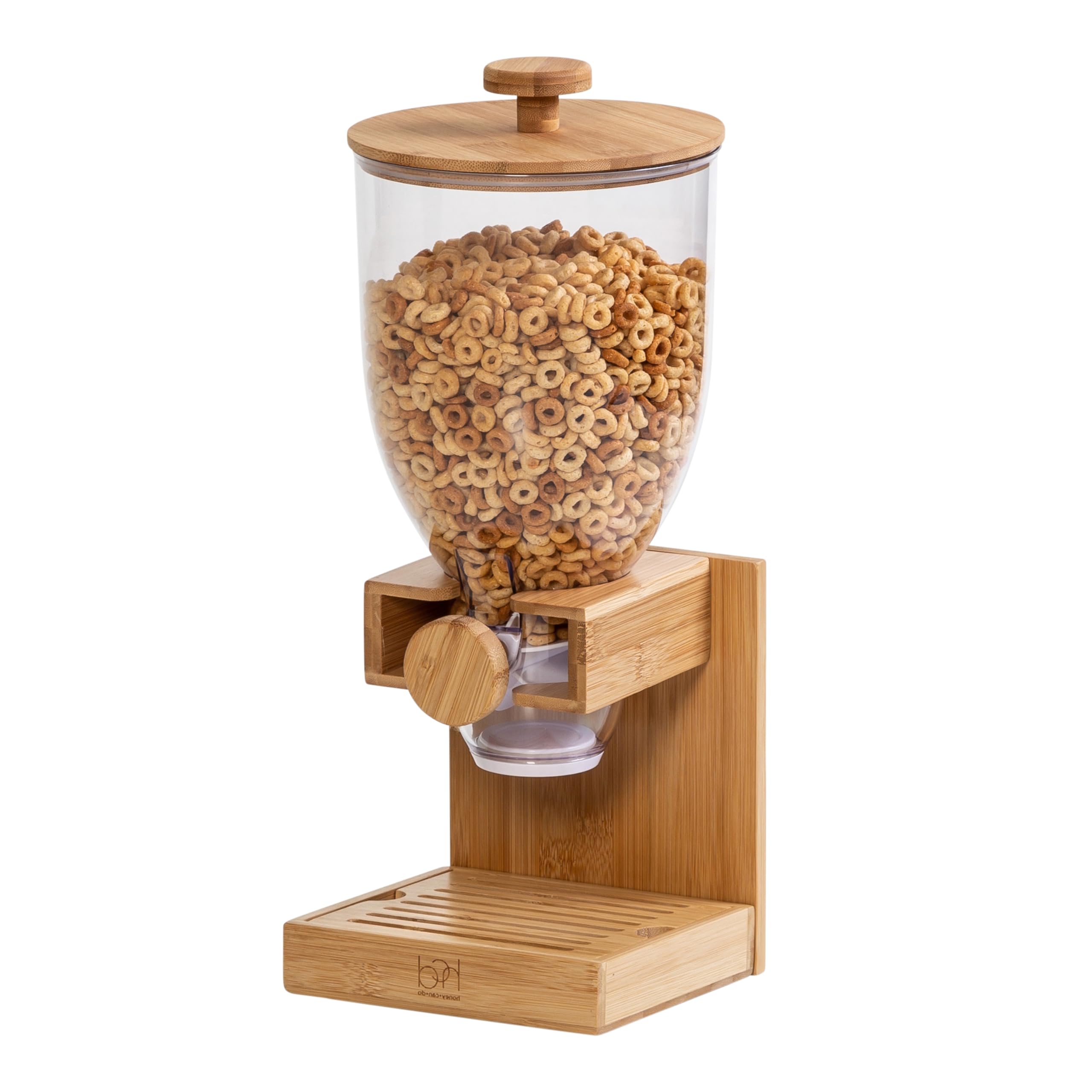 Honey-Can-Do Distributeur de céréales en bambou avec couvercle hermétique – Distributeur de nourriture sèche de comptoir pour l'organisation de la cuisine – Récipient à céréales écologique pour