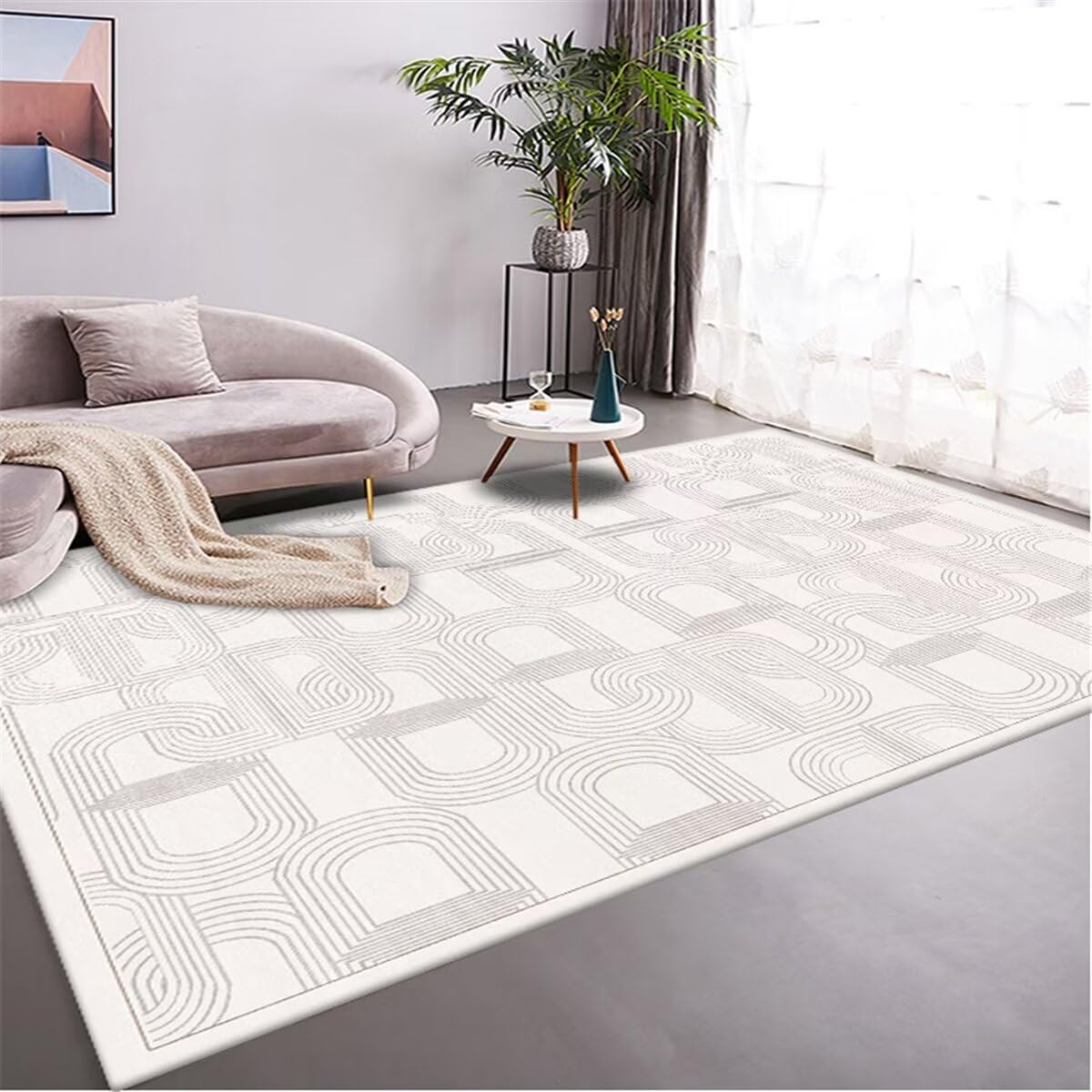 Grand Tapis De Salon Tapis Deveil Tapis de Chambre à Coucher Design Abstrait Gris Tapis de Salon Lavable Tapis D’Eveil 70X140CM