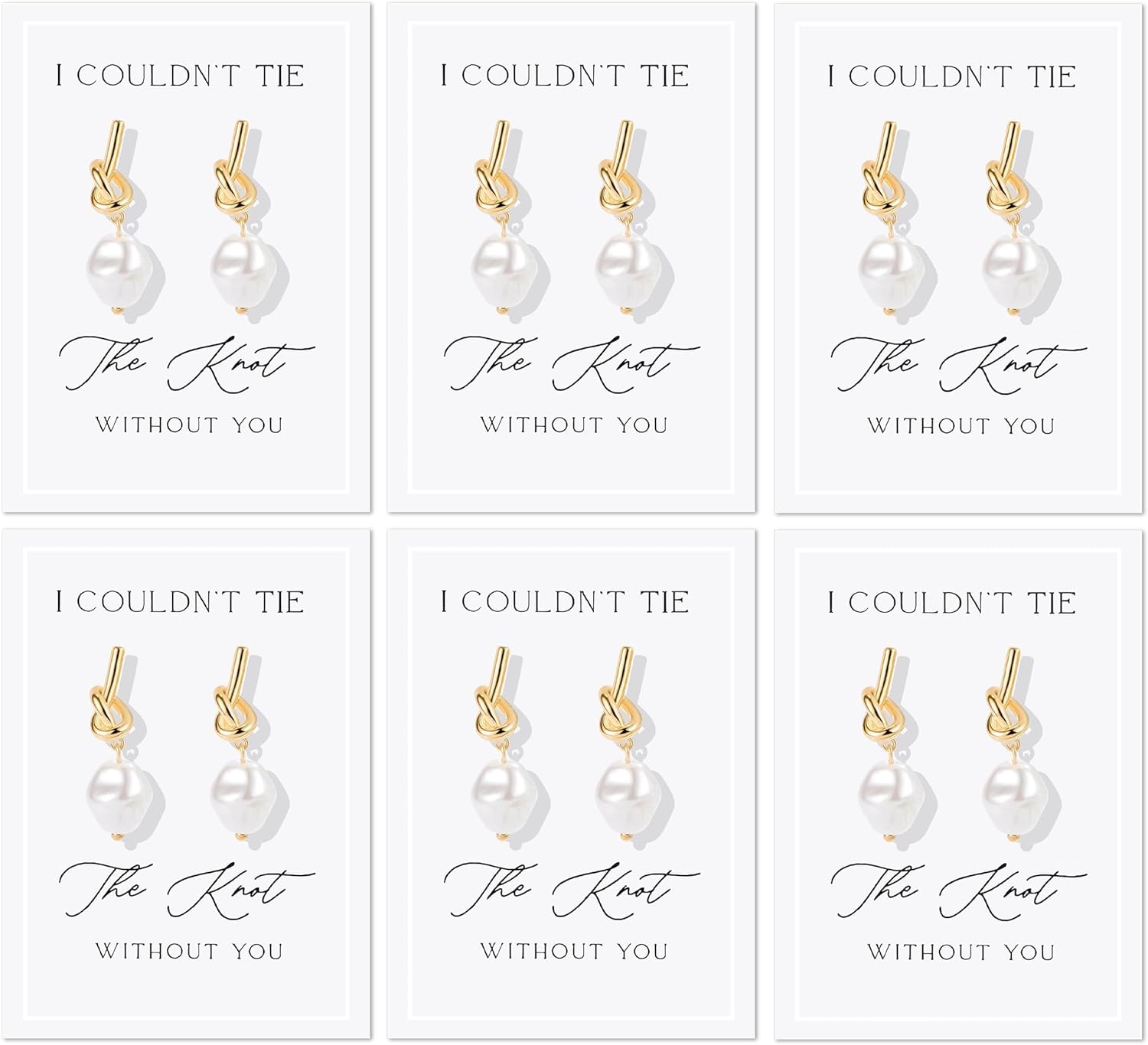 Bridesmaid Proposal Gifts Set Gold Knot Pearl Earrings for Bridesmaids Maid of Honor Matching Bridal Party Jewelry