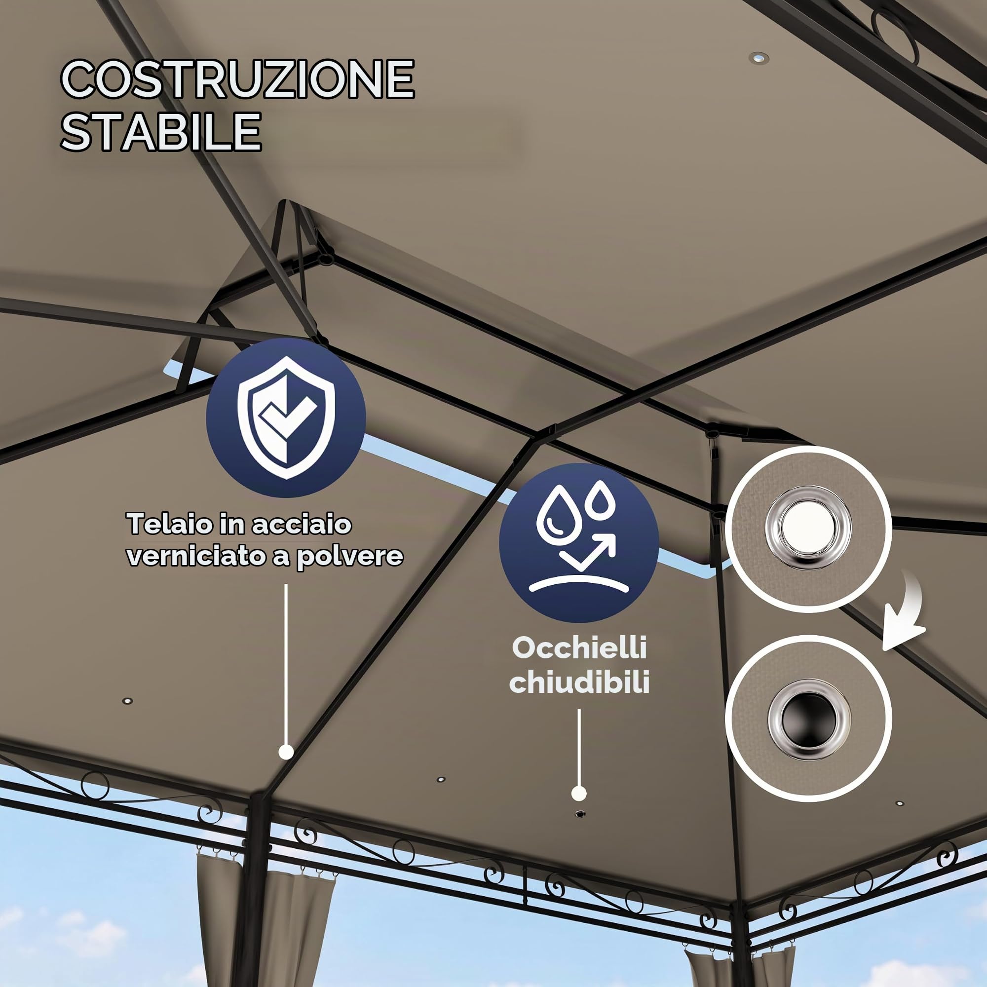 Casaria Gazebo Topas Padiglione 3x4m in Metallo