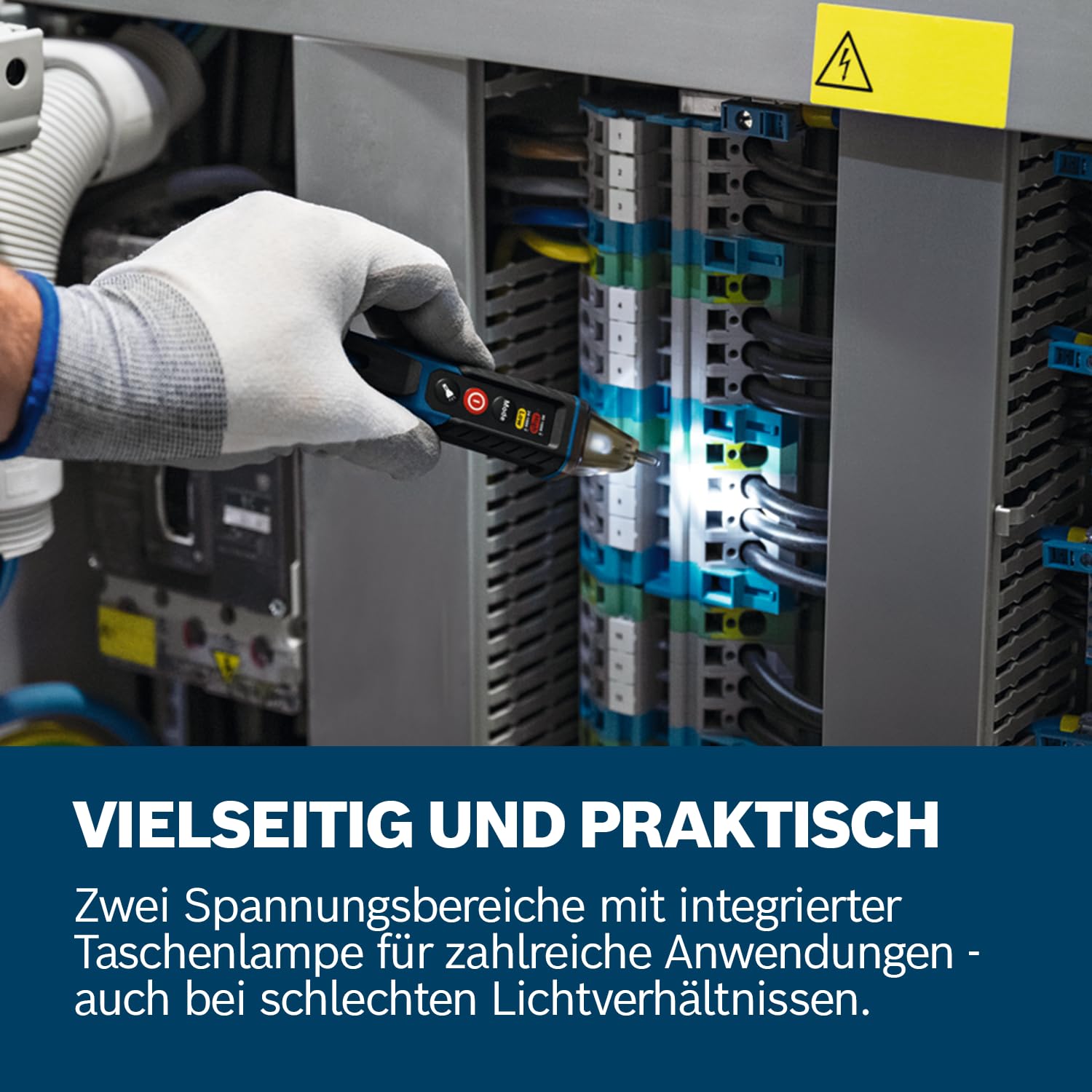 Bosch Professional Spannungsprüfer GVD 1000-17 berührungslose Spannungserkennung IP67 Dual Range 24-1000V AC CAT IV 1000V
