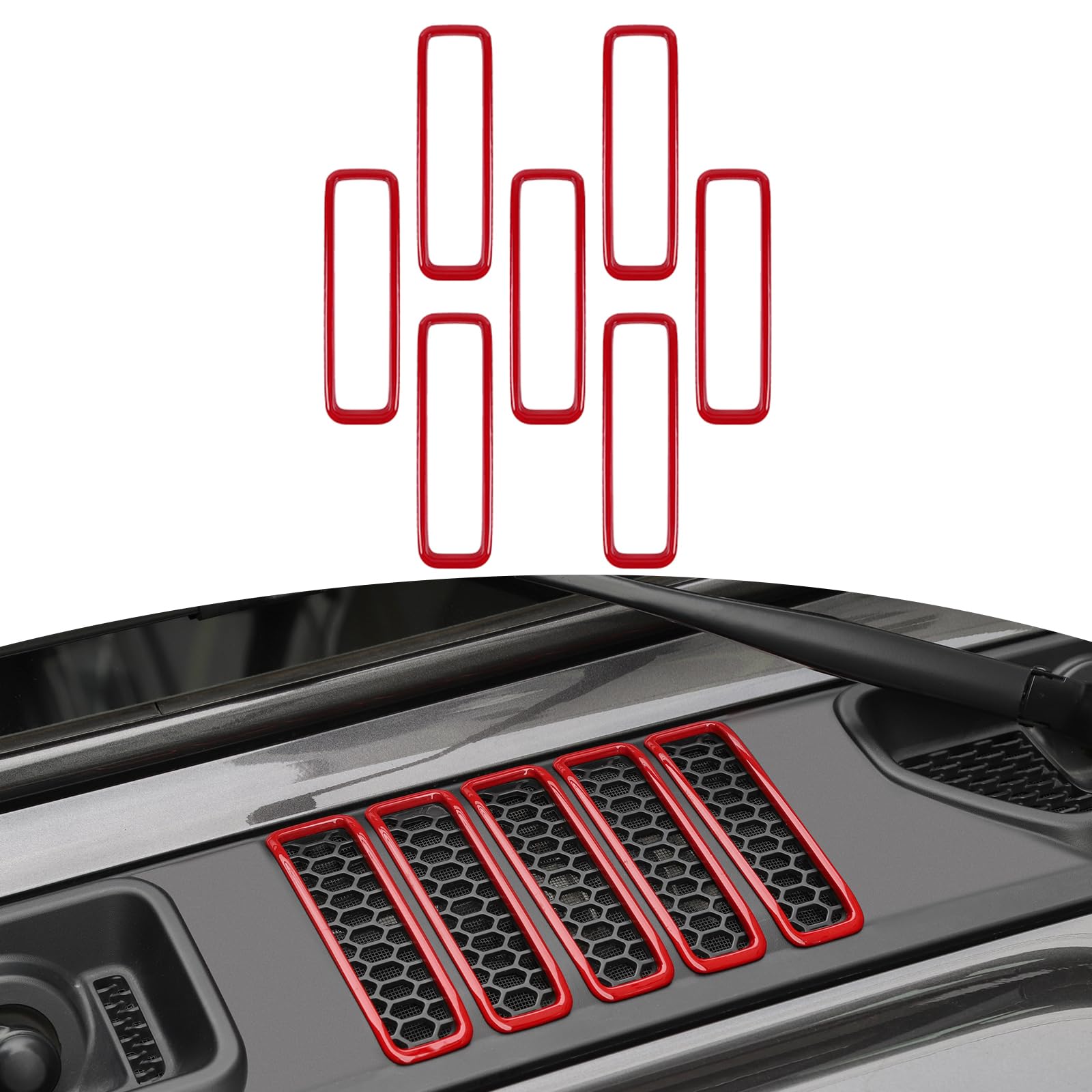 RT-TCZ for Jeep JL Hood Vents Cover Trim Decor ABS Decorative Cover for Jeep Wrangler JL Accessories 2018 2019 2020 JL & JT Gladiator Red