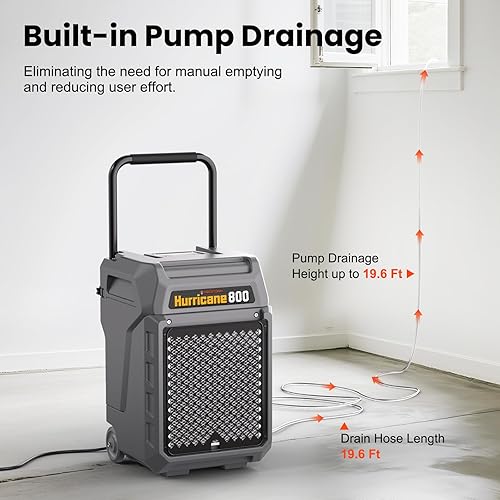 Miniatura 5 de Abestorm Deshumidificadores comerciales de 170 pintas con bomba y manguera de drenaje, deshumidificador industrial portátil para restauración de