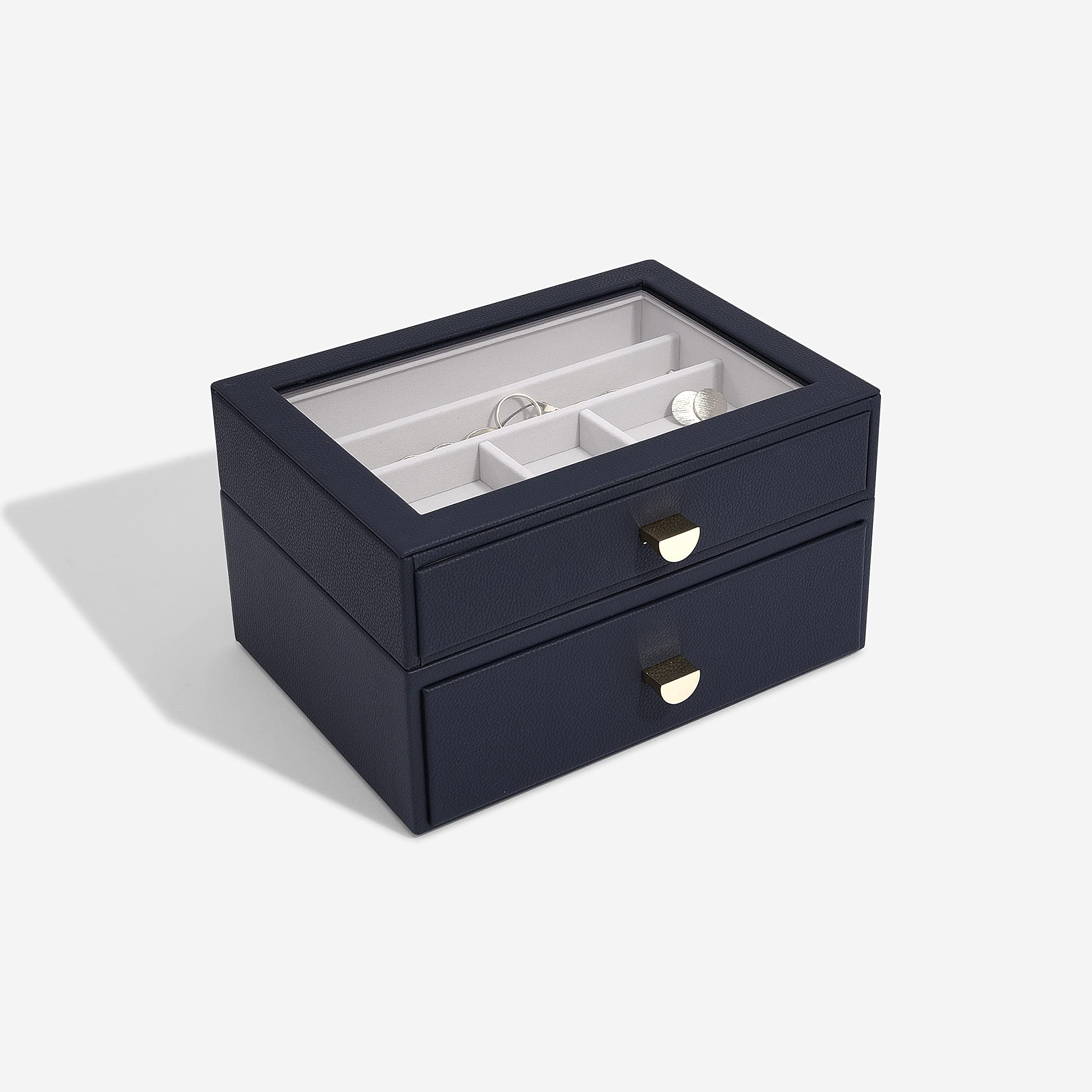 Stackers Navy Pebble Classic szkatułka na biżuterię, zestaw 2 szt. (z szufladami)