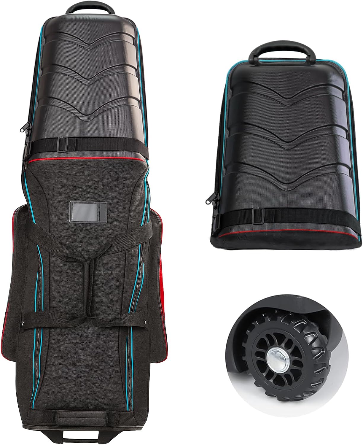 Golf Travel Bags for Airlines with Hard Case Top & Wheels, Hard Shell Top Protect Golf Club, Made of 1680D Heavy Duty Oxford, Internal Strap for Fixing, Lightweight and Easy to Maneuver TwilightEmber