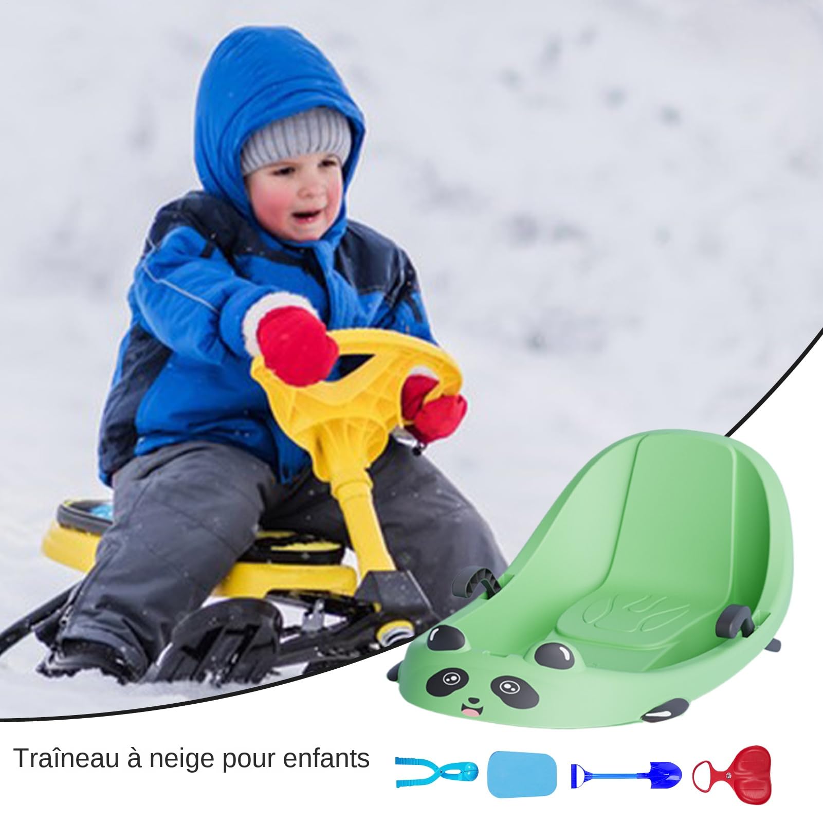 Luge de Neige pour Ergonomique et Familial | Luge Équipée d'un Frein Intégré pour les Petits Pour et Garçons par Temps Froid sur Collines Enneigées au Parc Jardin et