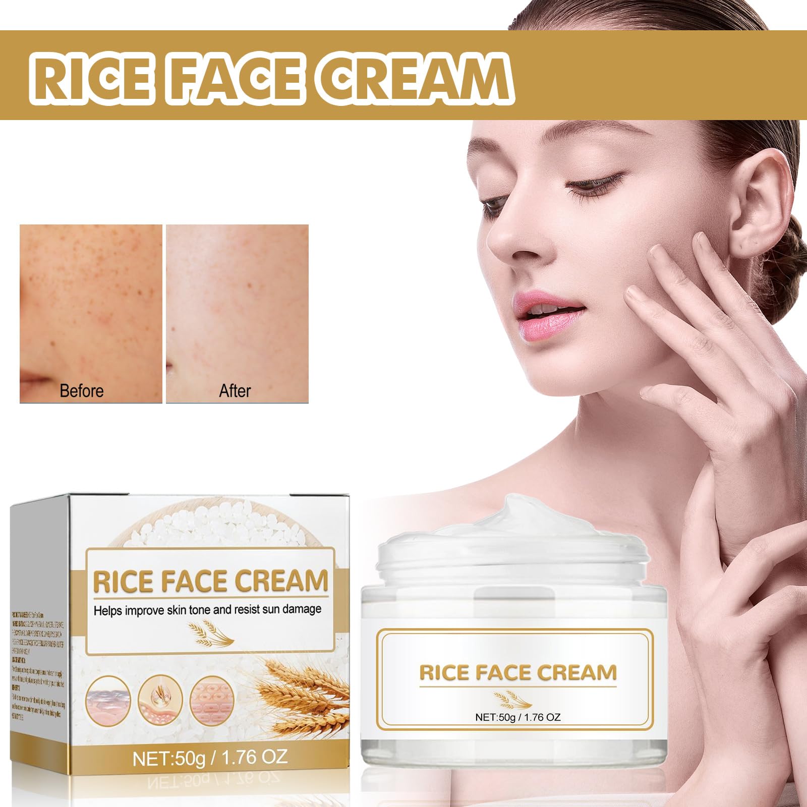Reiscreme Reis Aufhellung Anti-Aging Gesichtscreme Mildert Falten