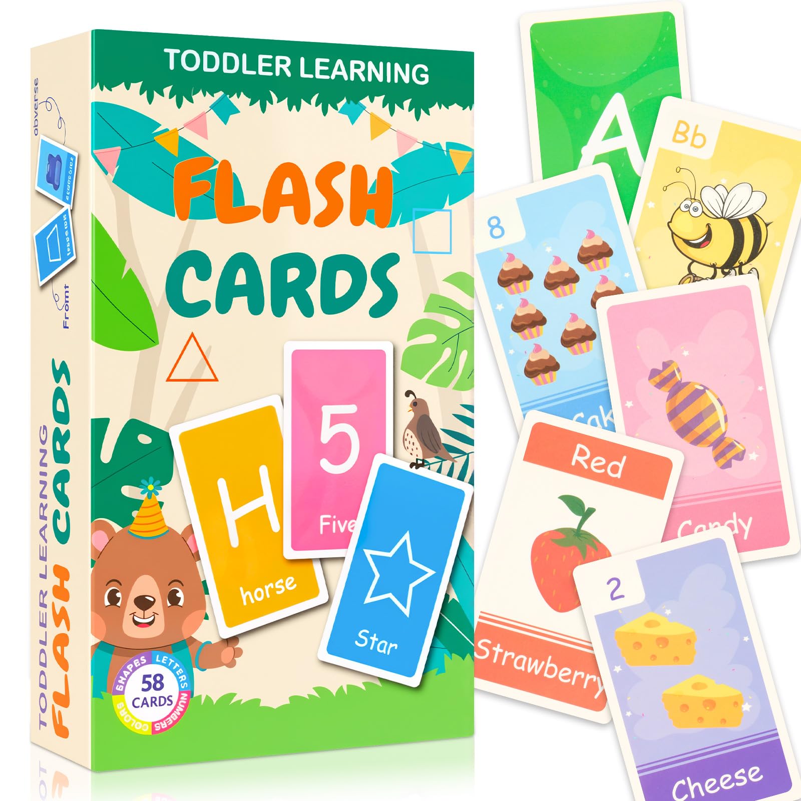 Aolso Alphabet Cards for Children,58 PCS Flash Cards for Toddlers,Children's Mindfulness Card,Verbal Aid Flash Card for Reading and Spelling-58 PCS