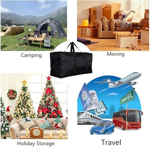 Miniatura 5 de DoYiKe Bolsa de almacenamiento extra grande con cremalleras y asas bolsa de almacenamiento de gran capacidad para viajes Negro Black Canvas