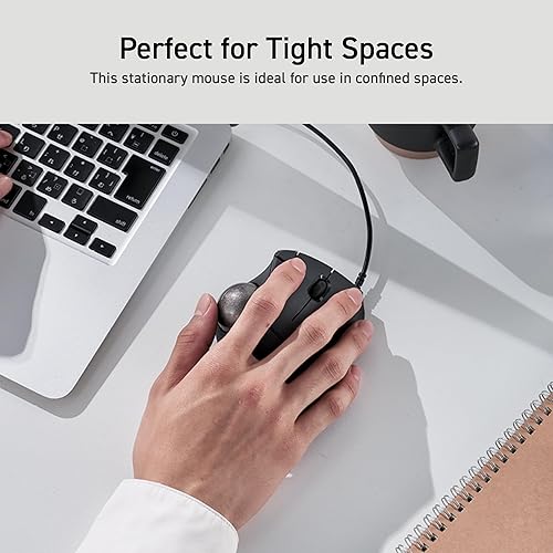 Miniatura 8 de ELECOM Diseño ergonómico de comodidad Trackball IST conexión USB-A con cable, seguimiento suave con rodamiento de bolas de rubí, bola de 1.41