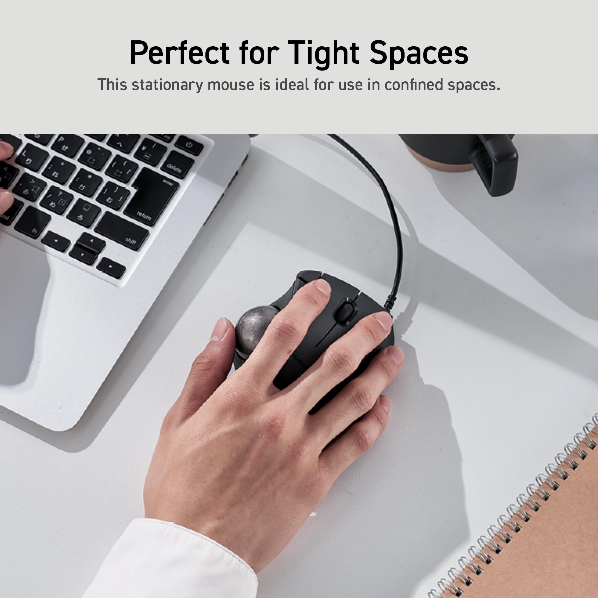 ELECOM Trackball IST filaire USB-A au design ergonomique et confortable, suivi fluide avec roulement à billes rubis, boule de 36 mm, contrôle du pouce, compatible avec Windows, PC et Mac (M-IT10URWH)