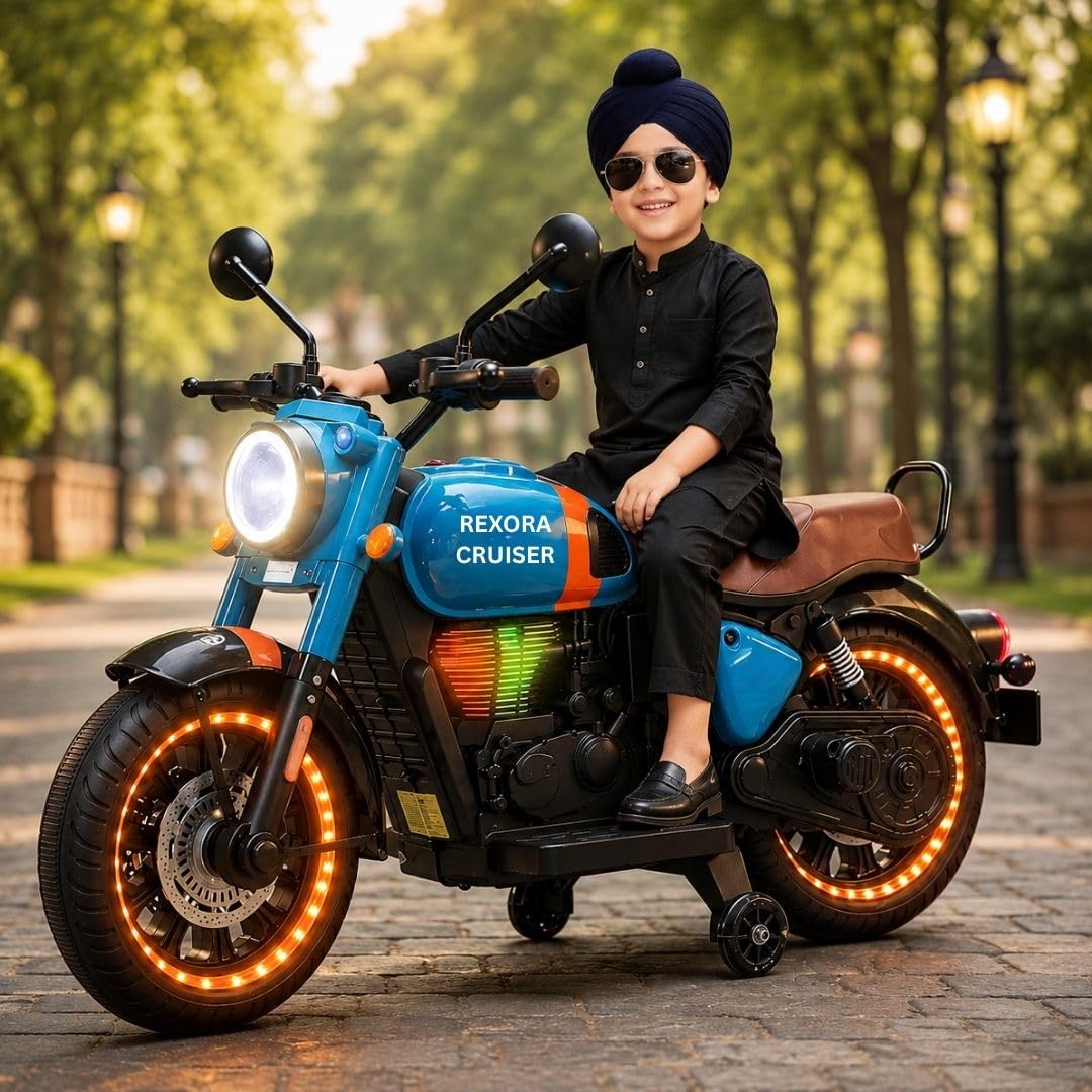 Kids Electric for Kids | Electric Motorcycle with Bluetooth Music, LED Lights & Rechargeable Battery for Boys & Girls 2-8 Years - Green-image-3