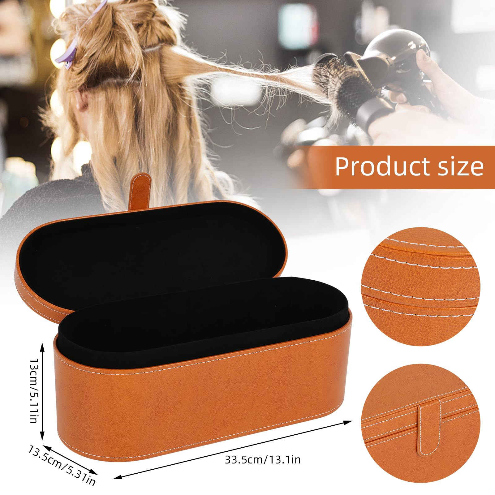 Caja de almacenamiento de piel sintética para secador de pelo Dyson, estuche rígido de viaje para secador de pelo, cepillo de aire caliente, rizador de pelo, 33,5 x 13,5 x 13 cm, bolsa organizadora