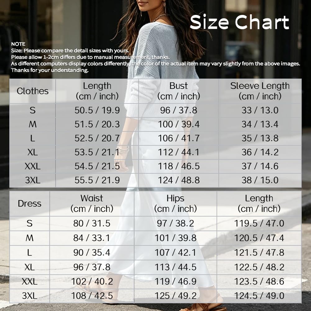 Générique Ensembles D'été 2 Pièces Pour Femmes : Hauts En Maille À Col En V Et Robes Maxi En Satin, Parfaits Pour Les Invitées De Mariage Et Les Soirées