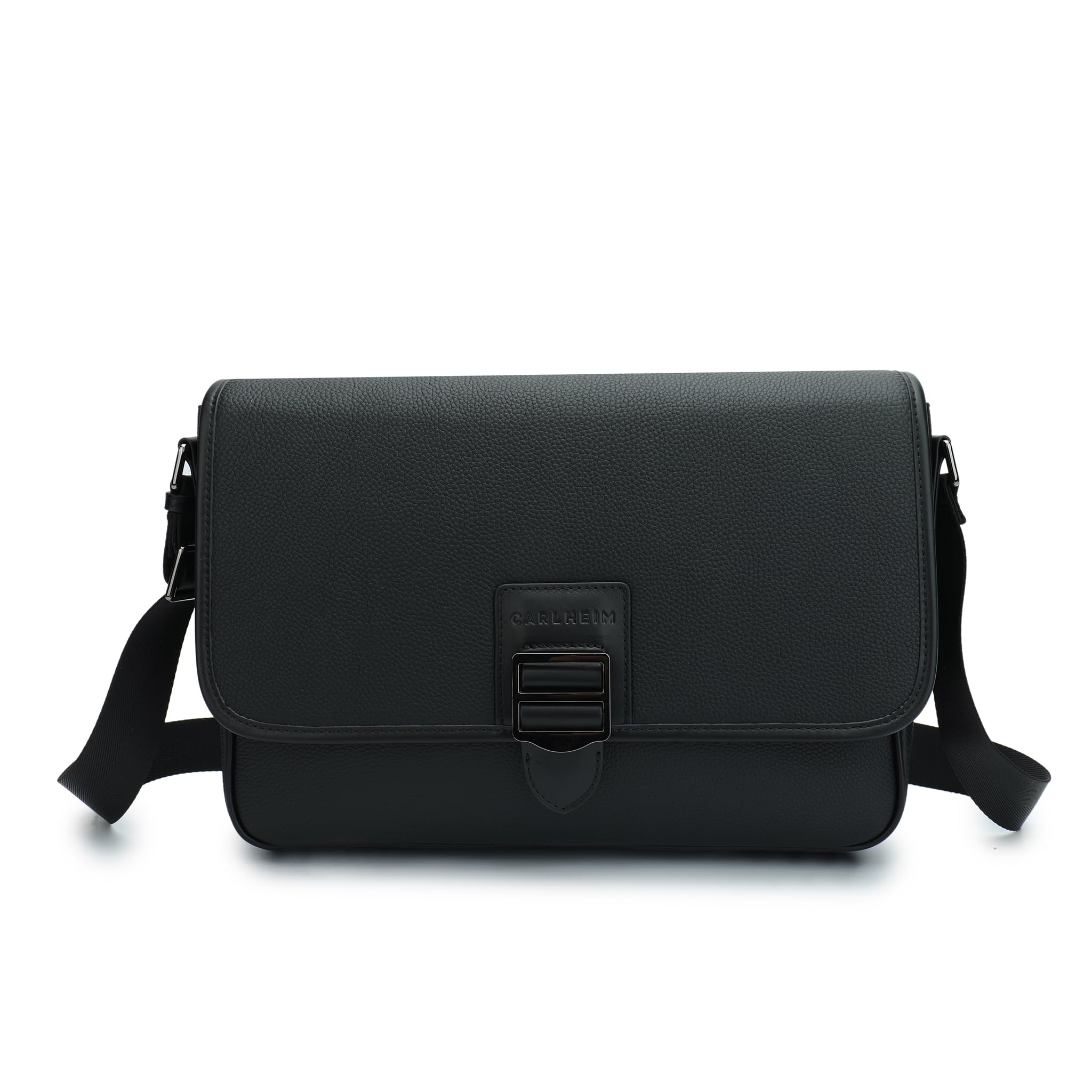 Carlheim Unisex's Crossbody Bag, Cross-wear Kai, Leather, Black, Medium