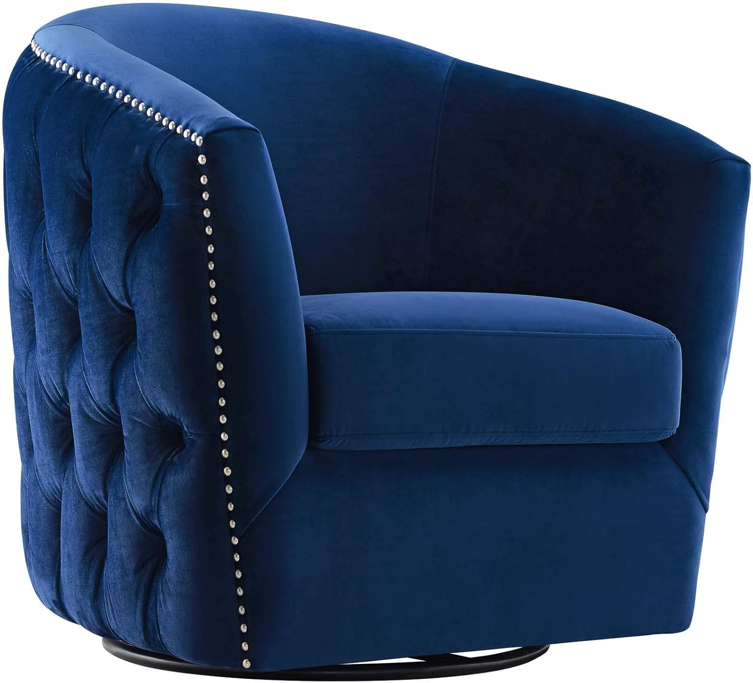 pix Navy Blue Swivel Accent Chair modway rogue performance velvet barrel back accent lounge swivel chair in navy