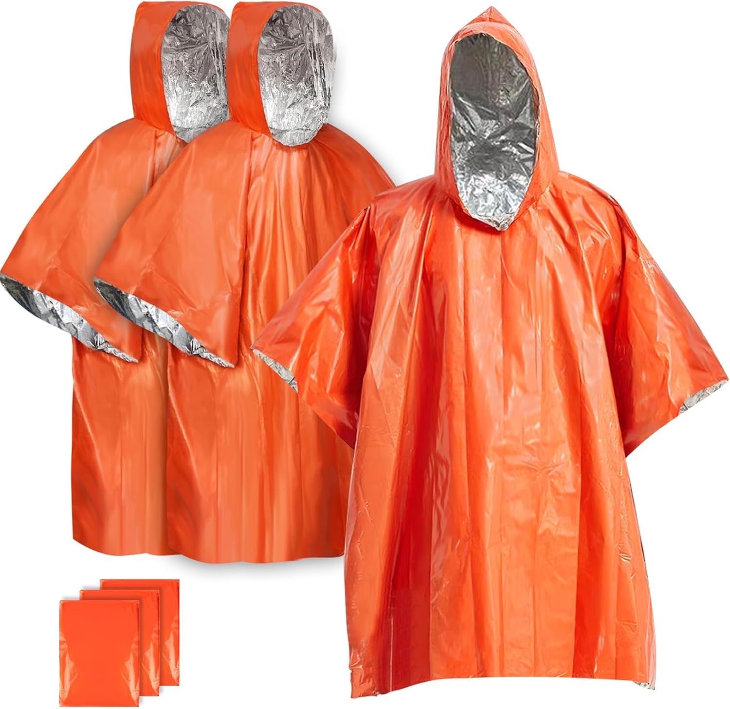 Suicune Emergency Survival Poncho (1pc) Thermal Mylar Foil Coating Blanket for Heat Retention and Rain | Reversible with Hood | Waterproof, Windproof, Portable(Orange)-image-8
