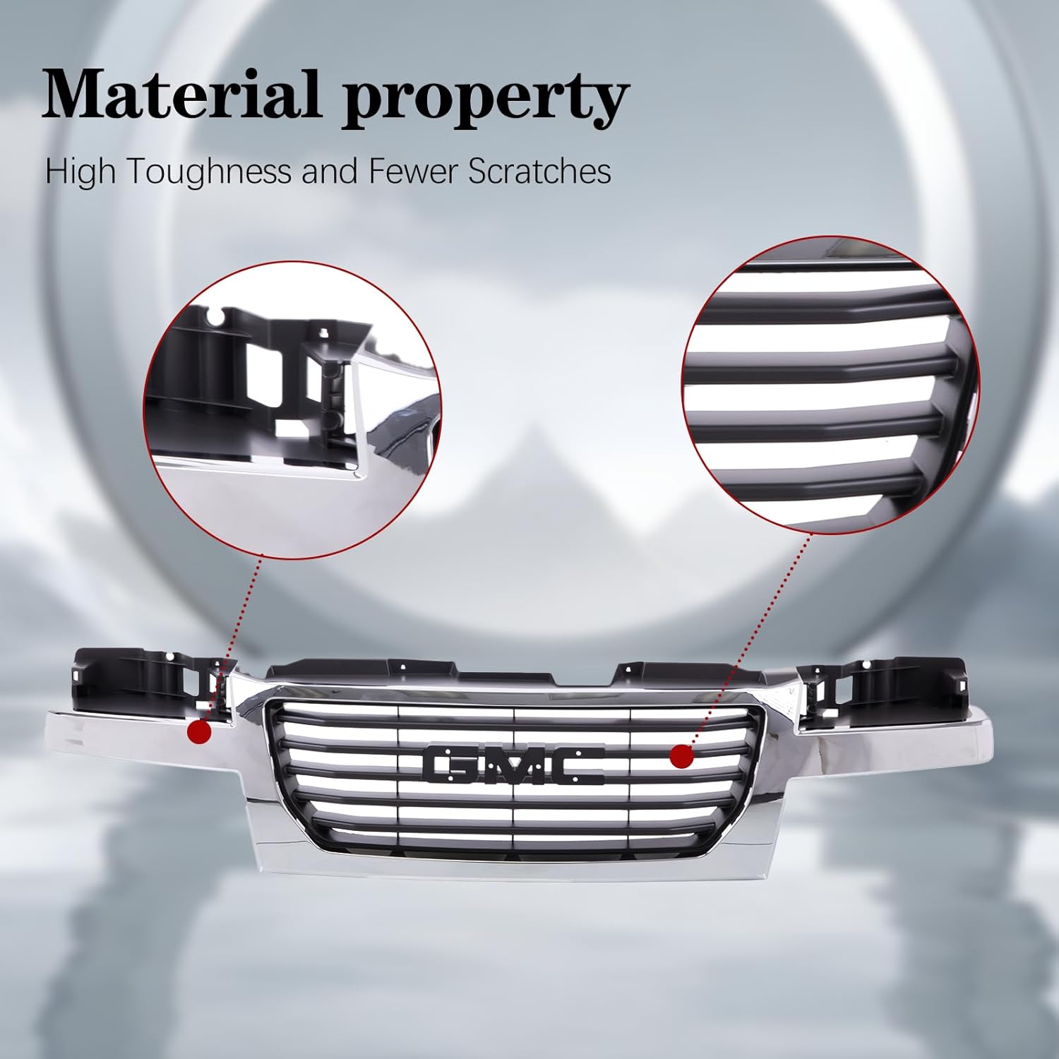 CarPartsDepot Front Grille with Emblem Provision Chrome Shell With Gray Insert Compatible with 2004-2012 GMC Canyon Pickup Truck GM1200530 12335793