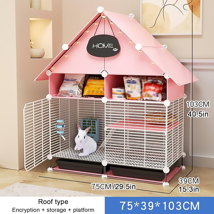 y⭐︎Rabbit Amazon.com: Two-Story Rabbit Cage Villa, Indoor Bunny Hutch