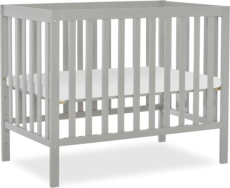Minicuna convertible 4 en 1 Dream On Me Edgewood en gris frío, GreenGuard Gold y JPMA, no tóxica, diseño compacto de 40 × 25 × 33 ″, se convierte en mini diván y cama individual, protector de colchón de 1 ″ | Incluye protector para colchón, soporte para colchón de 3 posiciones, verificado por BSA, probado por ASTM/CPSC, límite de 50 lb, acabado no tóxico, gris frío