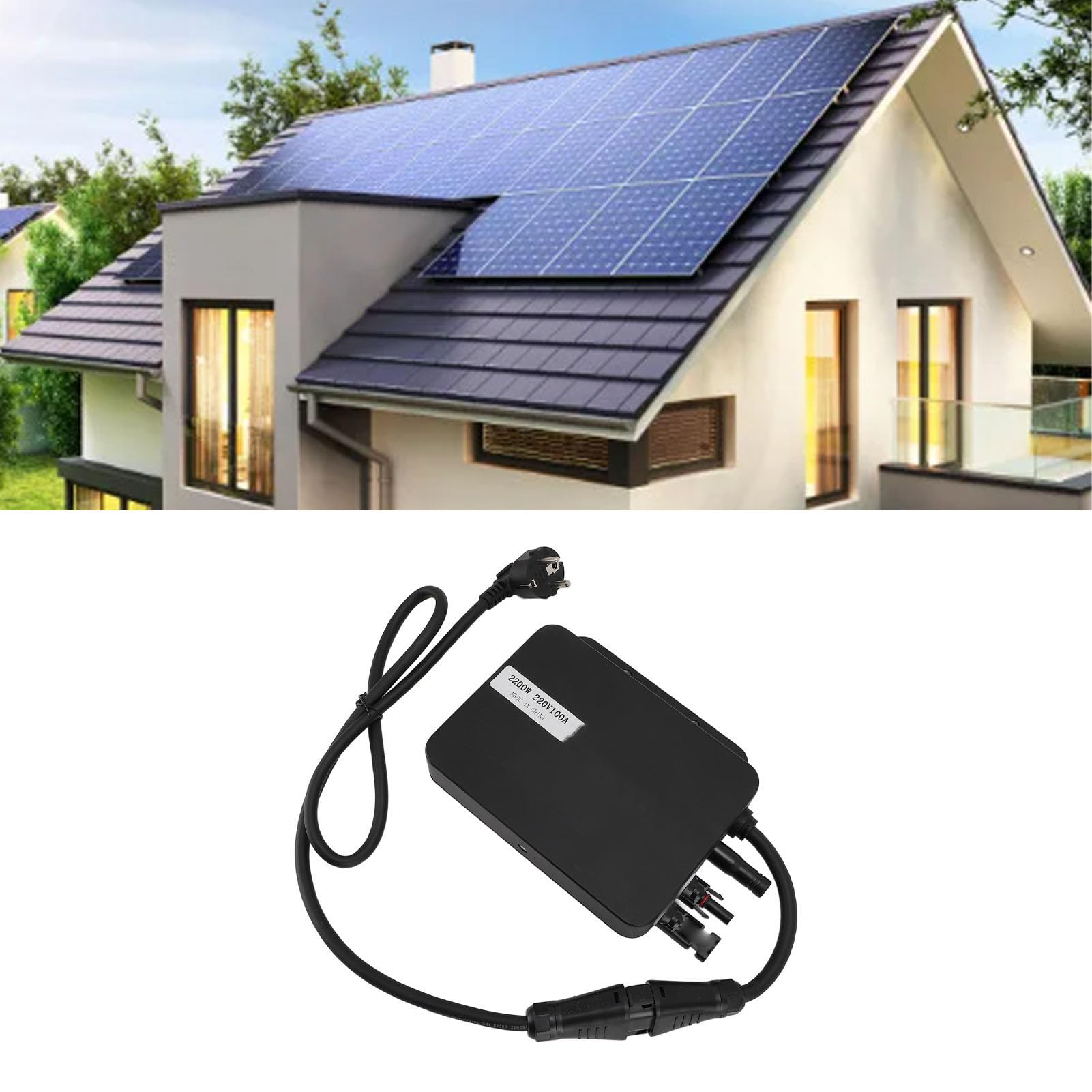 2200-W-MPPT-Solar-Grid-Tie-Mikro-Wechselrichter, Drahtloser Bluetooth-Mikro-Wechselrichter, Maximale Eingangsspannung 60V, Wasserdichter IP67-AC-Ausgang, Montage der Stützhalterung