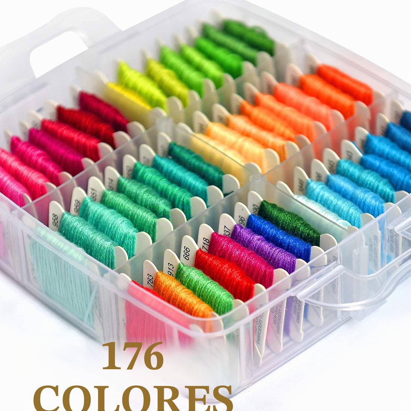 268 hilos de bordado que incluye hilos de punto de cruz, pulsera de la amistad, cuerda con caja transparente de 4 niveles, bobinas de hilo y kits de punto de cruz