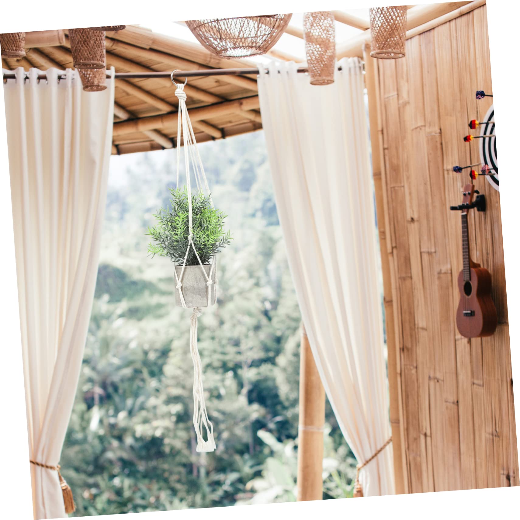 YARNOW 5 Set Di Portavasi Da Appendere in Corda Di Cotone Per Interni Portavasi in Macramè Cestino in Macramè Per Decorazione Da Parete Per Casa 4 Pezzi*5