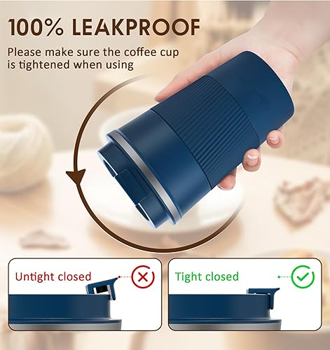 Miniatura 3 de KETIEE Taza de café de 12 onzas taza de café aislada al vacío con tapa a prueba de fugas, taza de café de viaje de acero inoxidable de doble pared