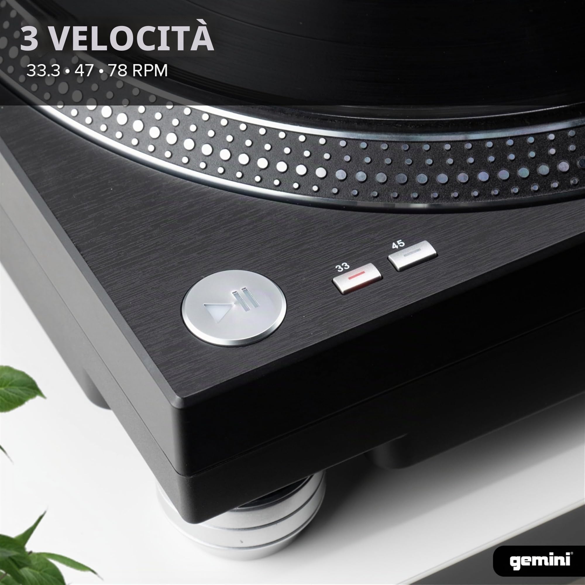 Gemini Sound TT-1200 - Giradischi in vinile a 2 velocità con trasmissione a cinghia per DJ, stereo domestico, con interfaccia USB e software di auditività inclusi