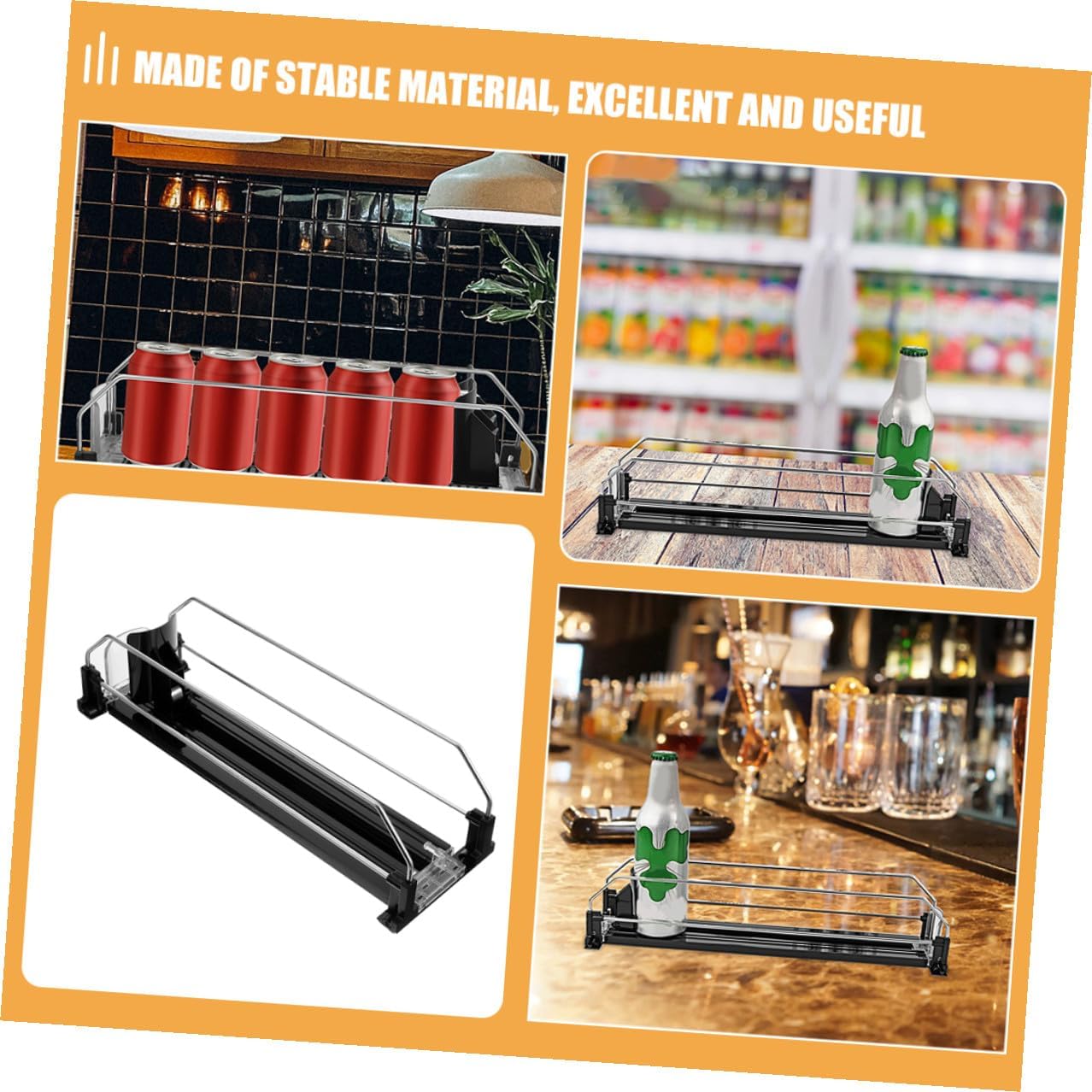 2pcs Automatic Pusher Drinks Organizer for Refrigerator Stable Material Soda Can Dispenser Easy Install Fridge Beverage Organizer for Efficient Pantry Storage