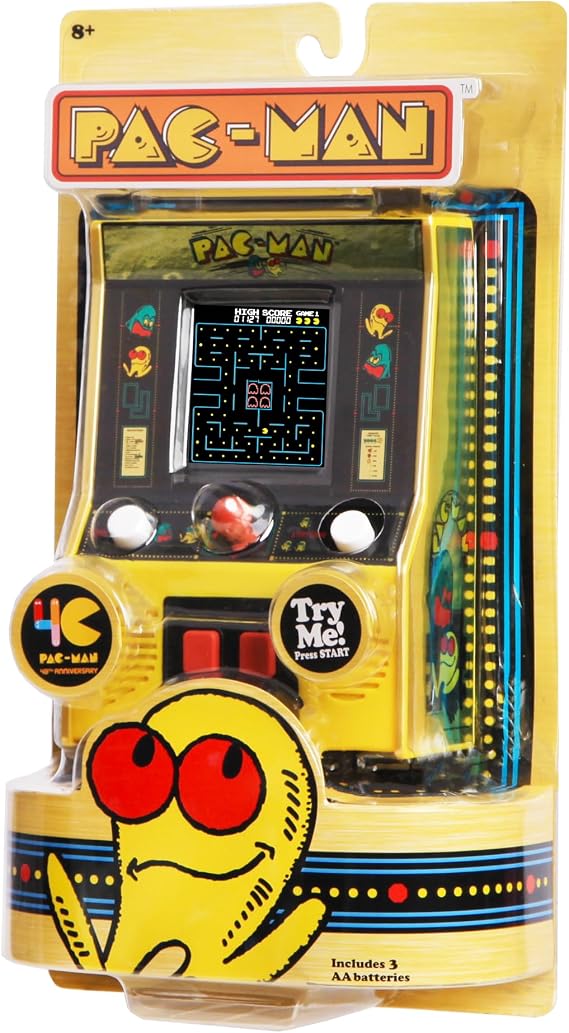 Basic Fun Arcade Classics - Pac-Man Color LCD Retro Mini Arcade Game, 2 Players, Yellow