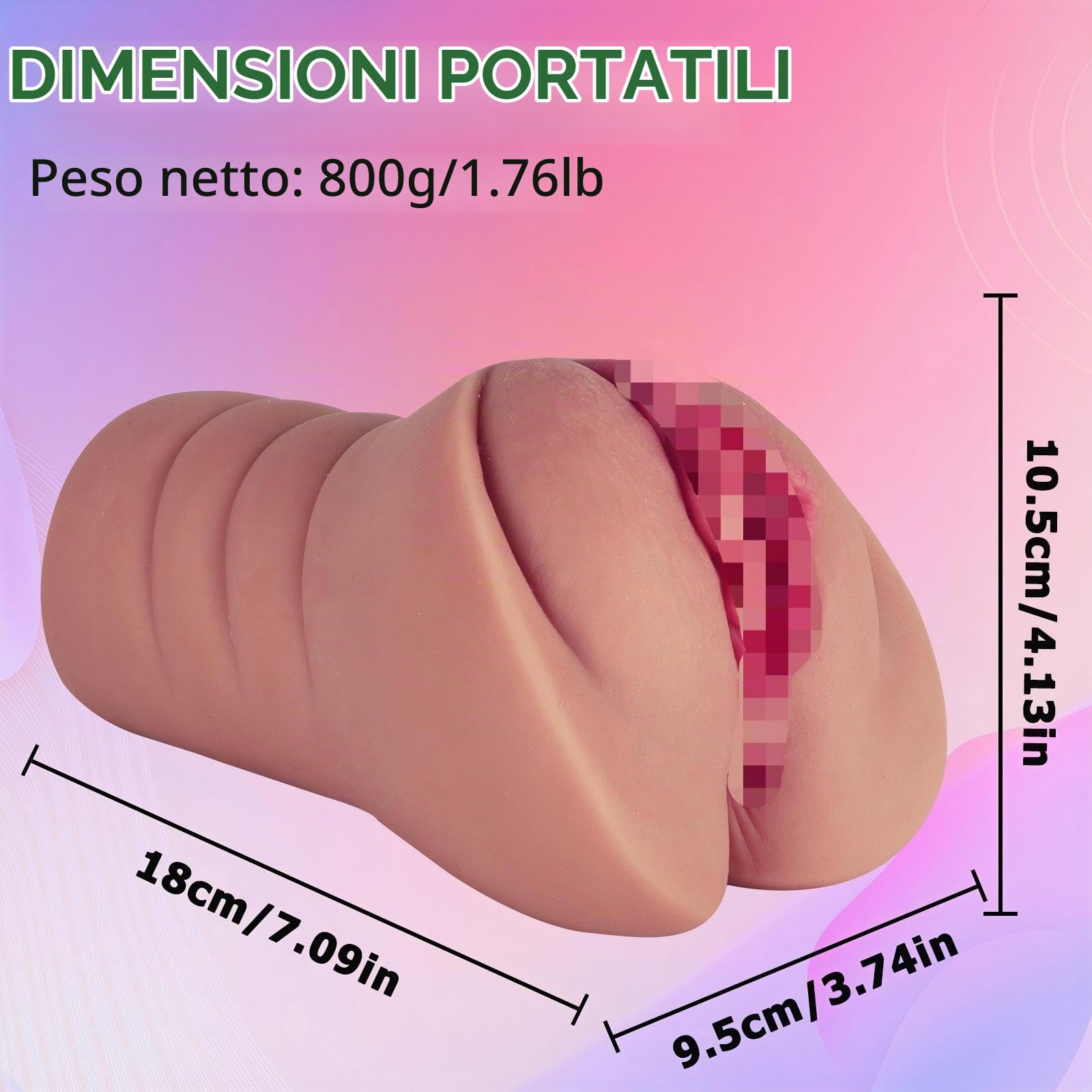 Masturbatore Realistico Pocket Pussy Sex toy Masturbatore Con Canale Clitorideo 3D Grande Per Uomini Sex Toy Erotico Per Uomini Solo(Marrone)