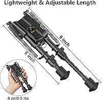 Vista 3 de CVLIFE Bípode Picatinny de 6 a 9 pulgadas, Retorno de resorte ajustable con adaptador Picatinny Negro