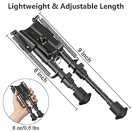 CVLIFE 6-9 Inches Picatinny Bipod Adjustable Spring Return with Picatinny Adapter (Black, 6\'\'-9\'\')