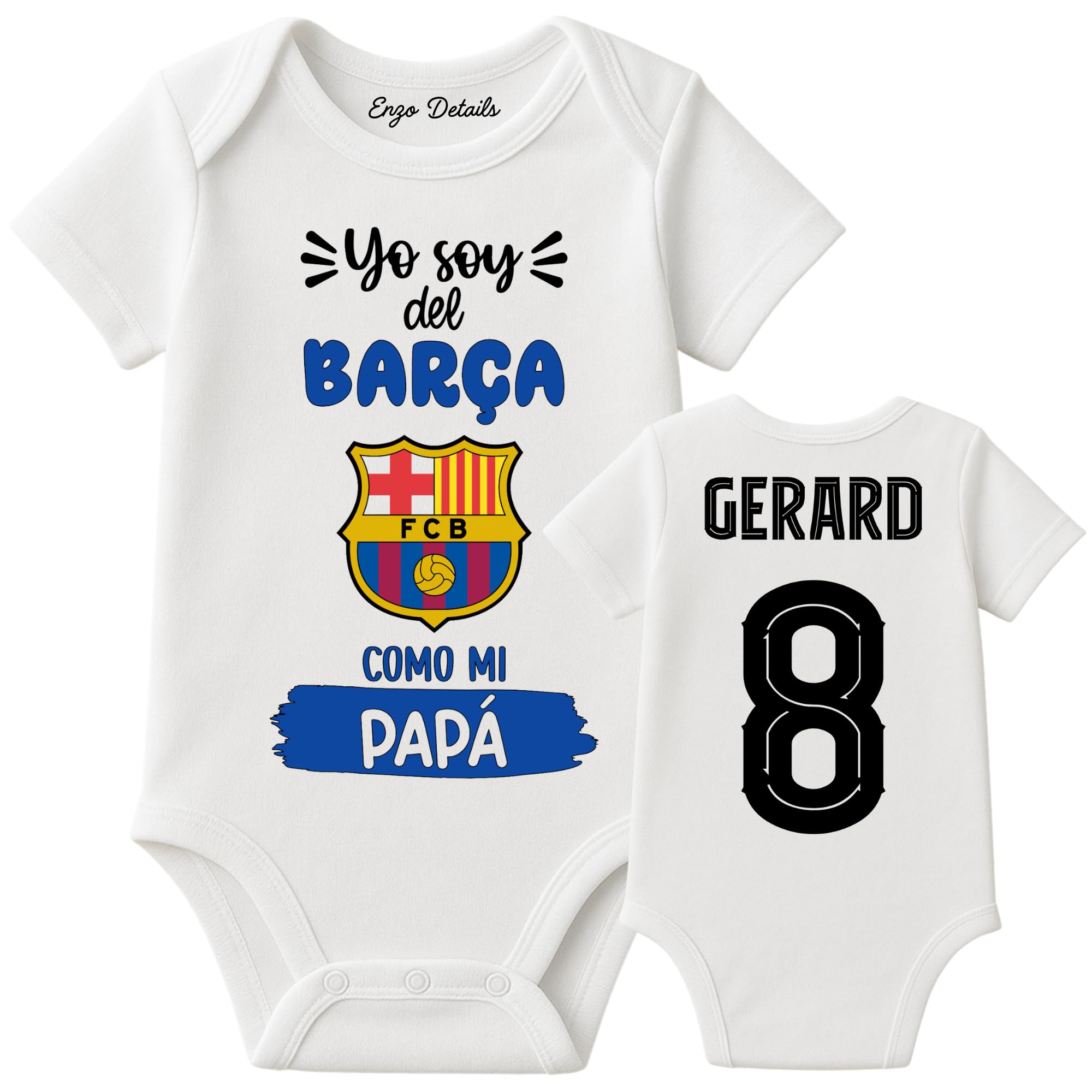 Body bebé barcelona personalizado | 100% Algodón | Personalizado a tu gusto | Manga larga/corta | Regalos para bebés