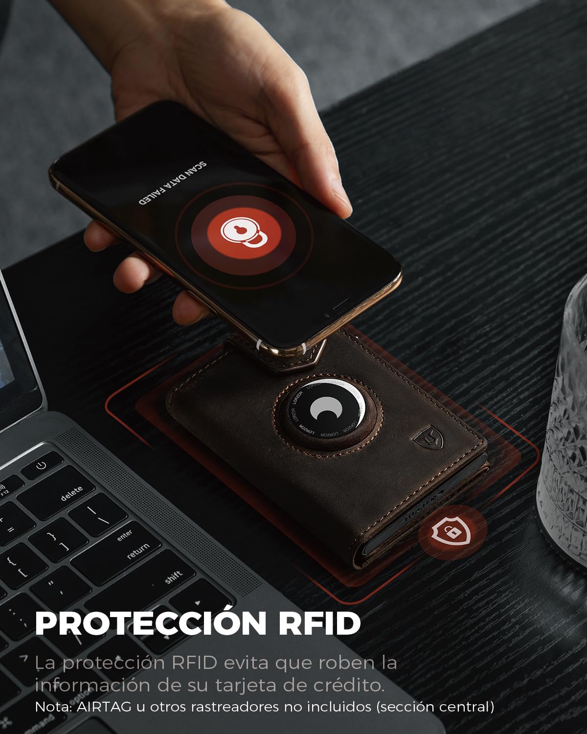 LORZOR® Cartera para Hombre Pequeño con Monedero & Protección RFID, Billetera de Piel Pop-up con Tarjetero, Capacidad para 10 Tarjetas con Cierre Magnético