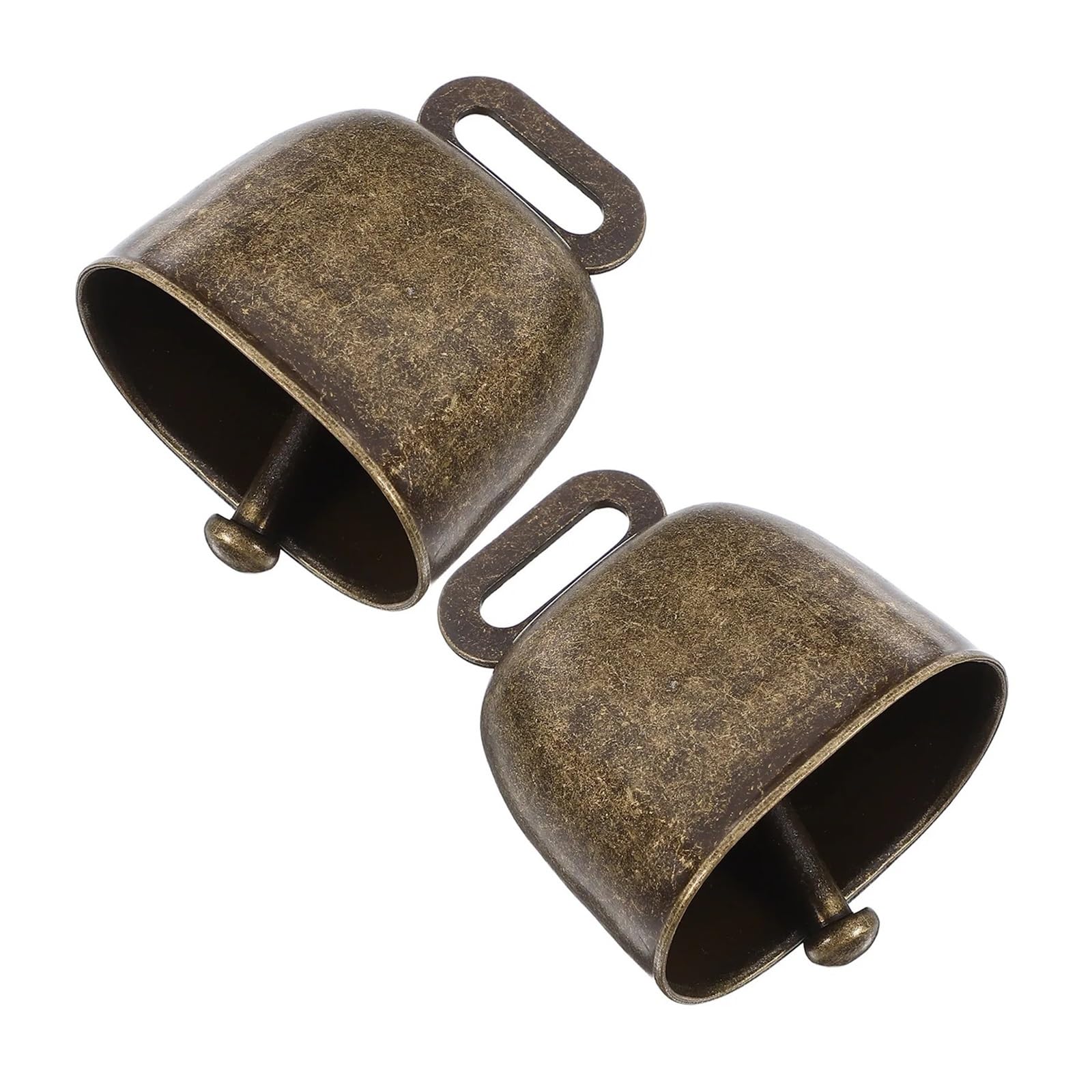 4Pcs Loud Clear Cowbells with Handle Square Iron Calling Bells for Team Cheering Events